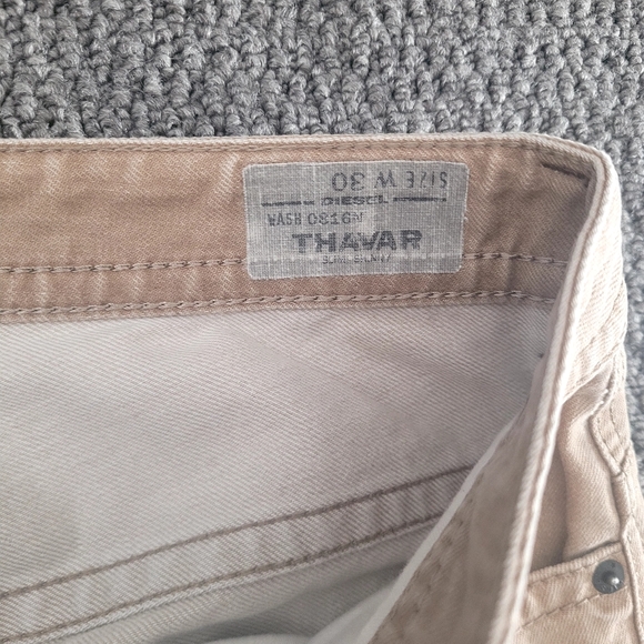Diesel thavar men's denim jeans tan cream size 30 x 32 slim skinny fit pants - Picture 8 of 15